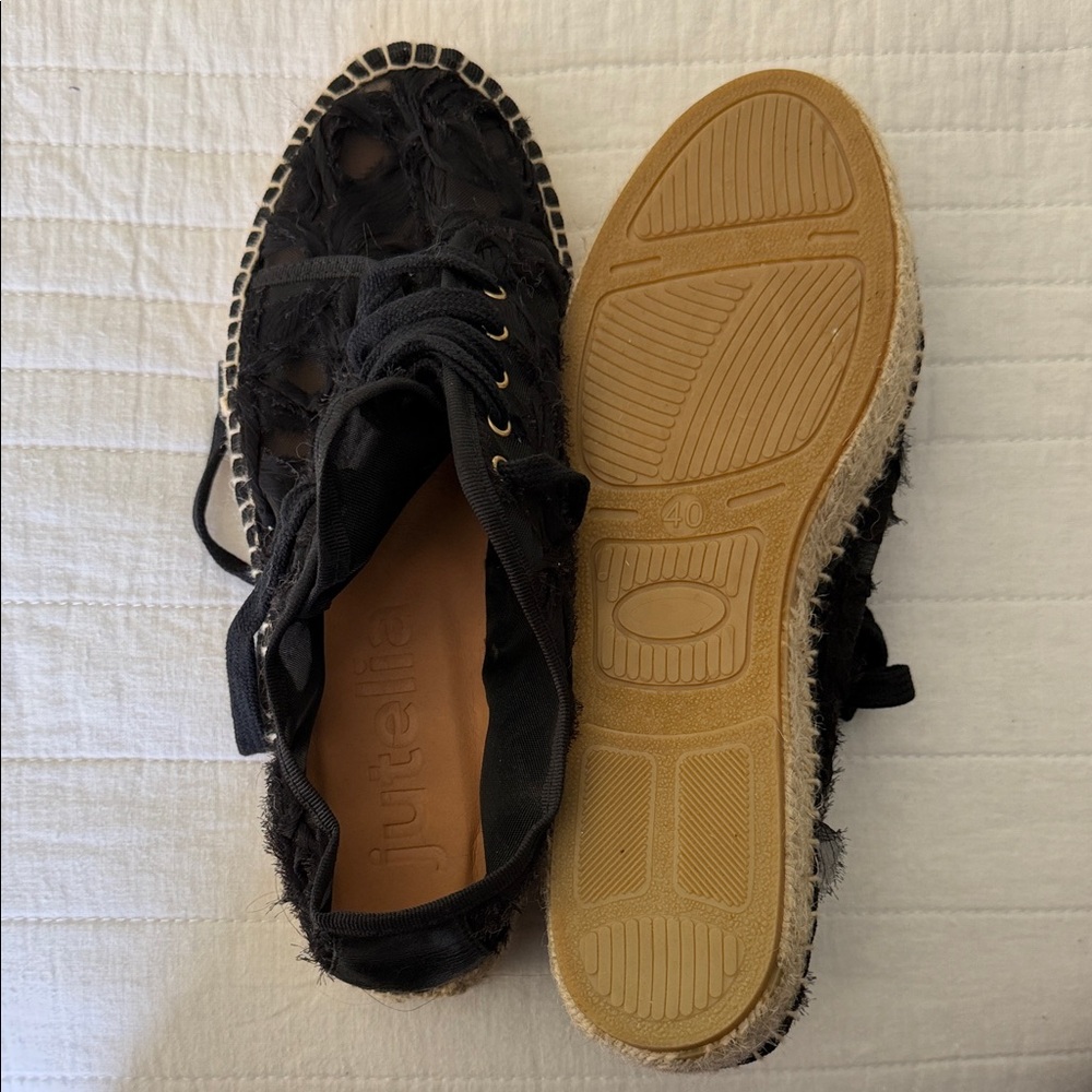Black Lace-Up Women's Espadrilles - Jutteinsa